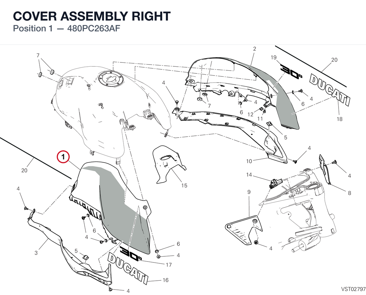COVER ASSEMBLY RIGHT 480PC263AF diagram position