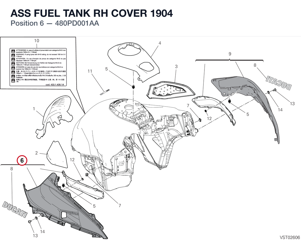 ASS FUEL TANK RH COVER 1904 480PD001AA diagram position
