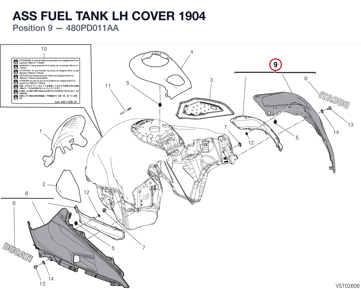 ASS FUEL TANK LH COVER 1904 480PD011AA diagram position