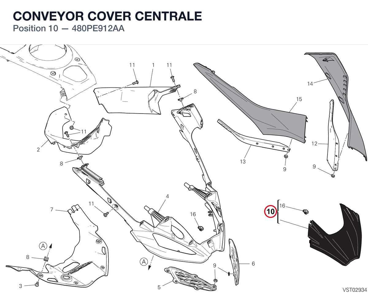 CONVEYOR COVER CENTRALE 480PE912AA diagram position