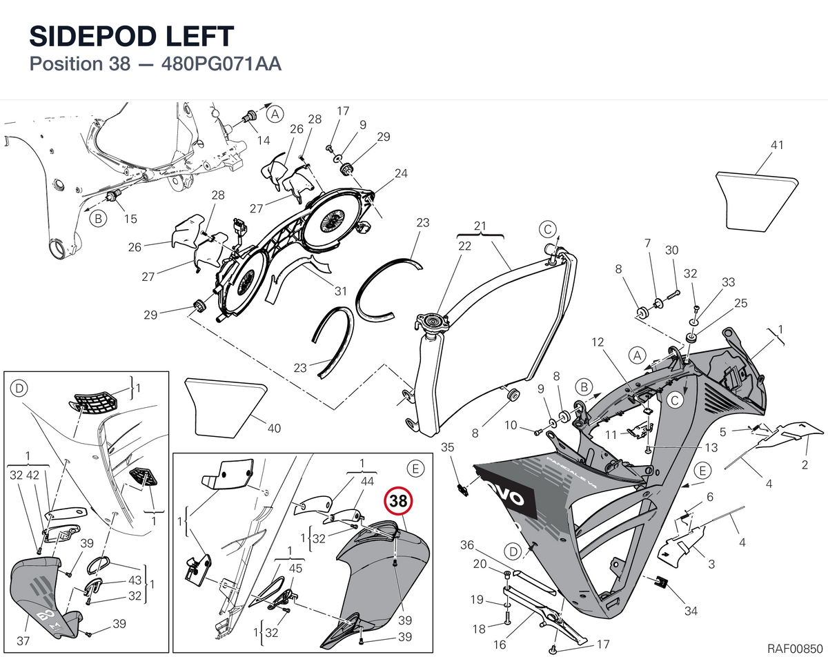 SIDEPOD LEFT 480PG071AA diagram position