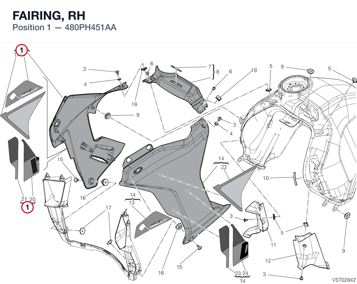 FAIRING, RH 480PH451AA diagram position