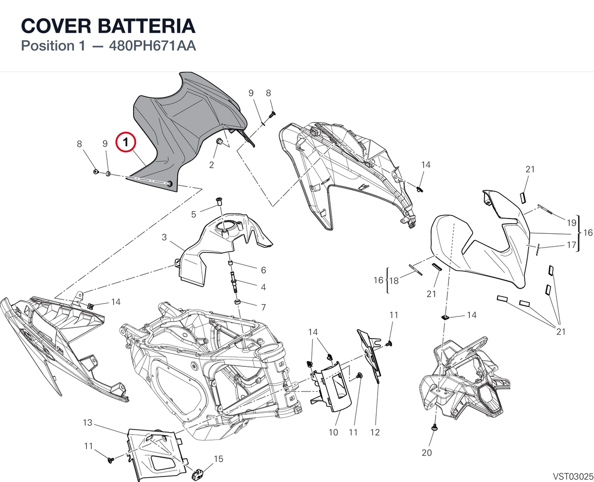 COVER BATTERIA 480PH671AA diagram position