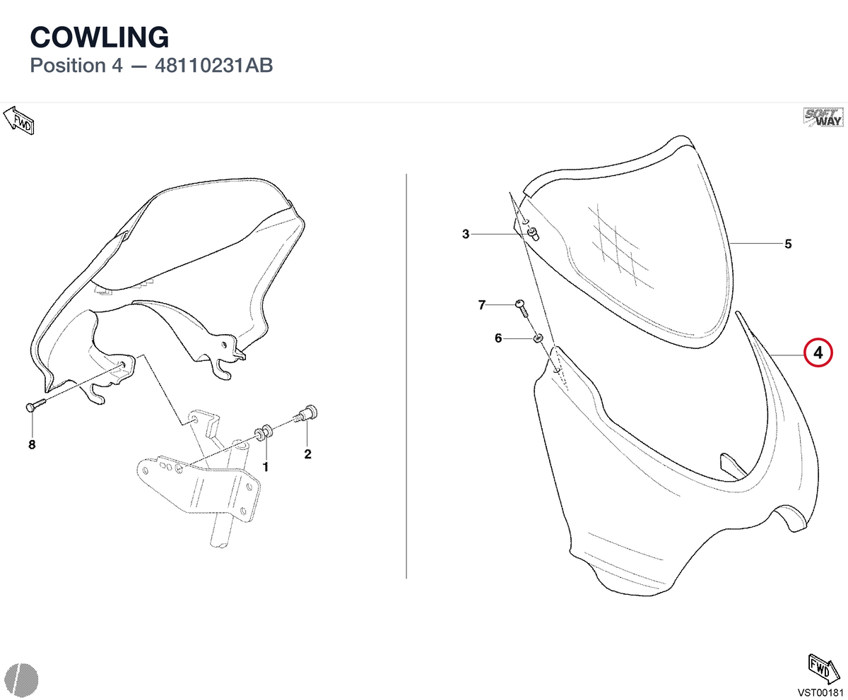 COWLING 48110231AB diagram position