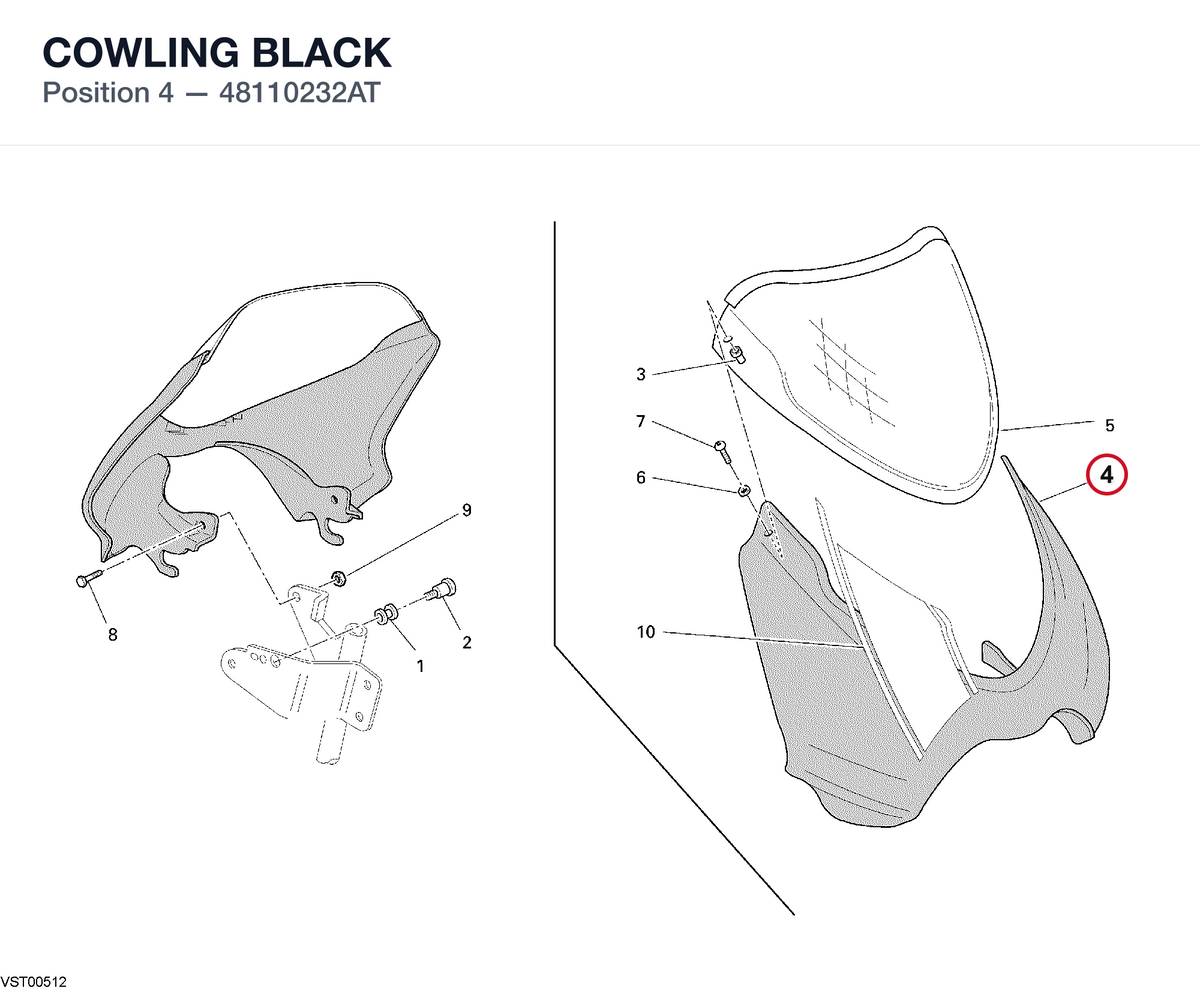 COWLING BLACK 48110232AT diagram position