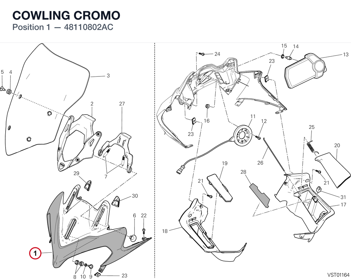 COWLING CROMO 48110802AC diagram position