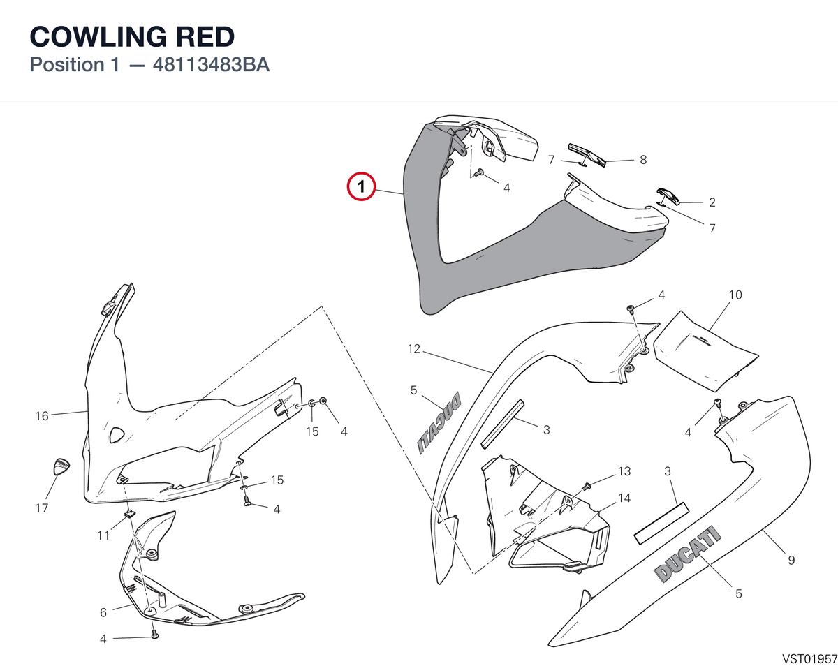 COWLING RED 48113483BA diagram position