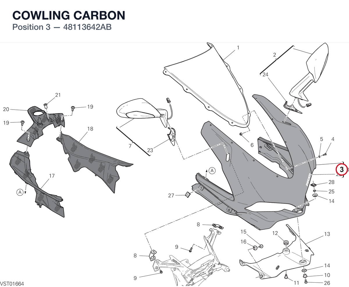 COWLING CARBON 48113642AB diagram position
