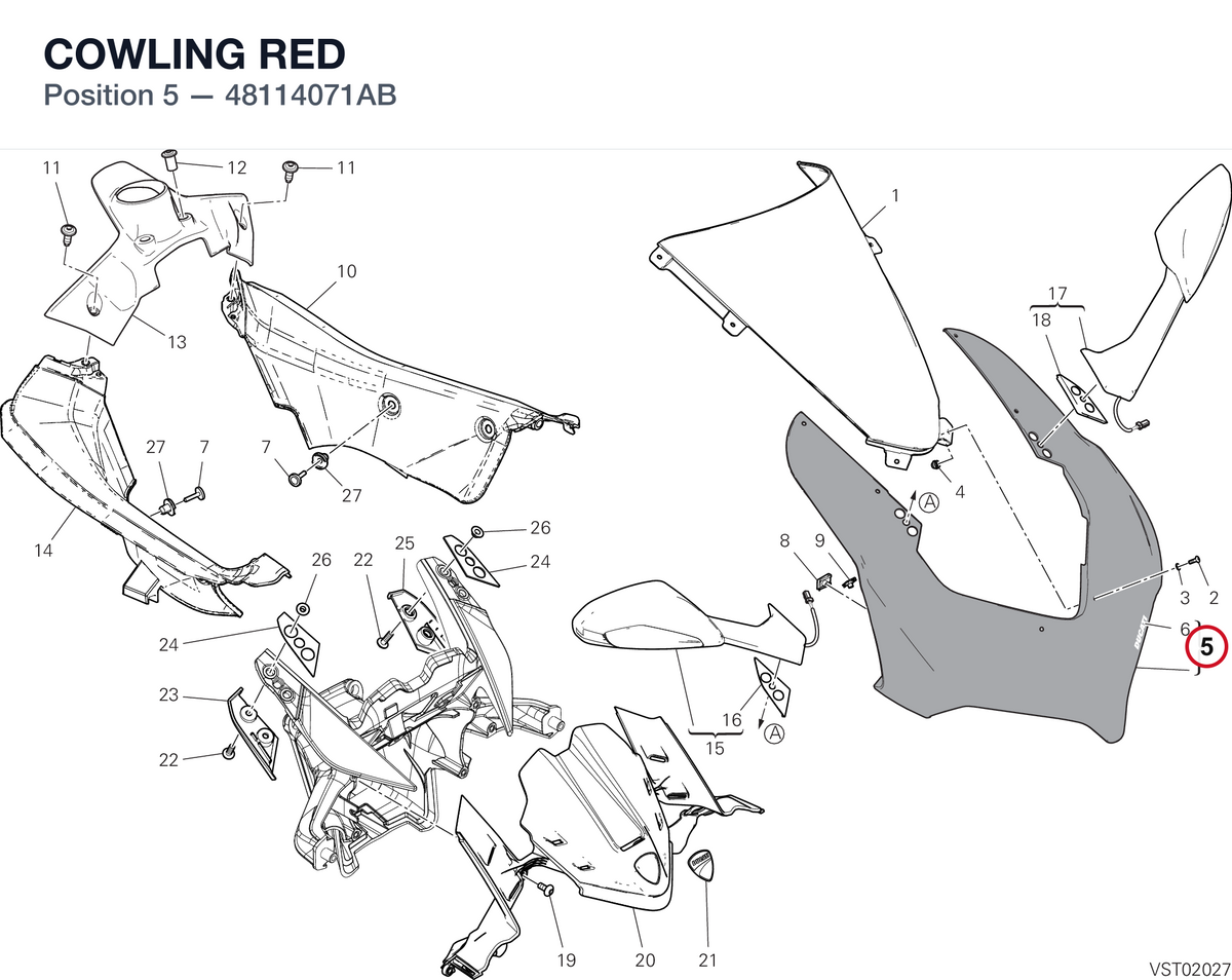 COWLING RED 48114071AB diagram position