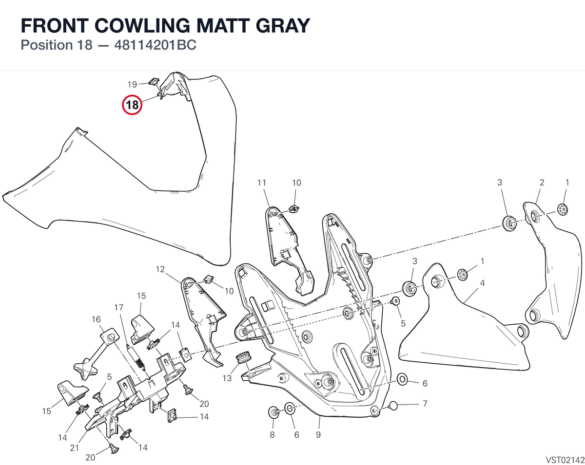 FRONT COWLING MATT GRAY 48114201BC diagram position