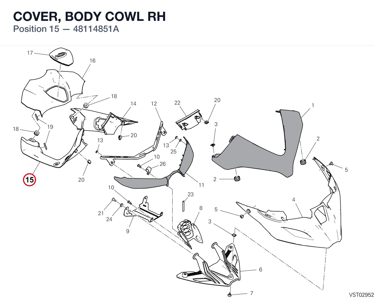 COVER, BODY COWL RH 48114851A diagram position