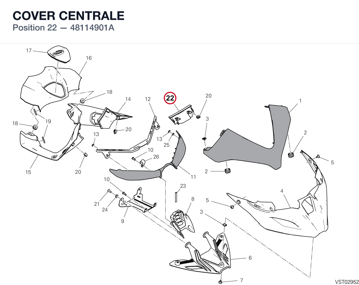 COVER CENTRALE 48114901A diagram position