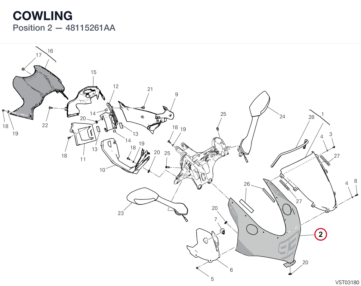 COWLING 48115261AA diagram position