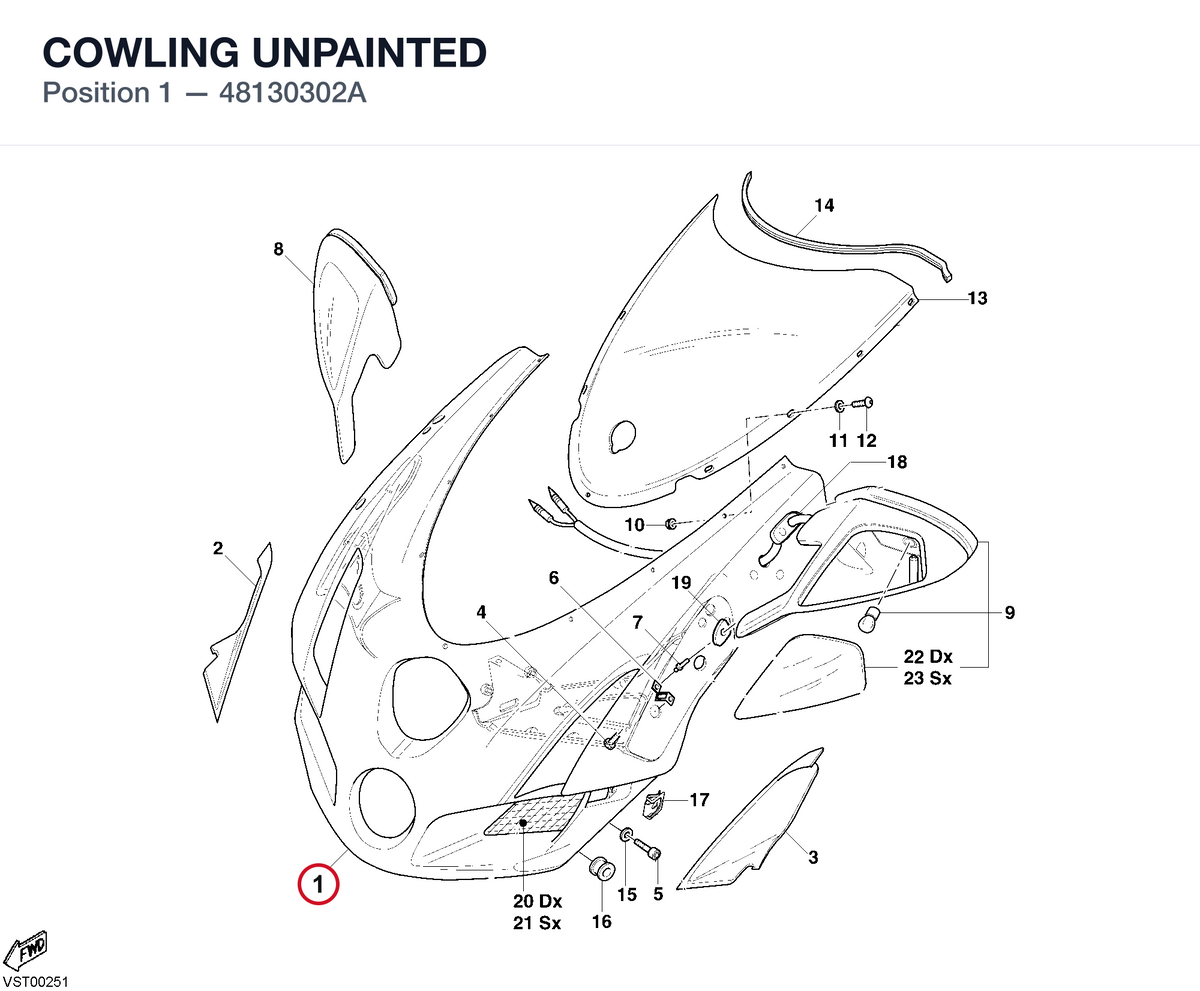 COWLING UNPAINTED 48130302A diagram position
