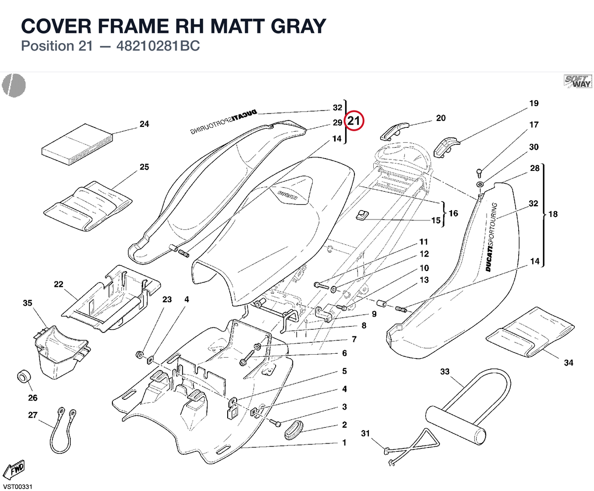 COVER FRAME RH MATT GRAY 48210281BC diagram position