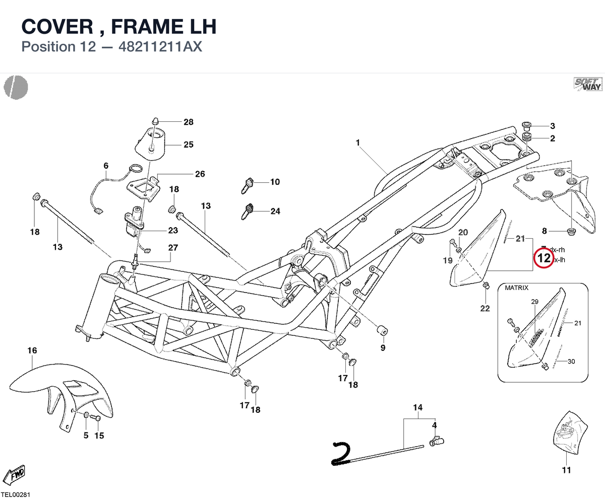 COVER , FRAME LH 48211211AX diagram position