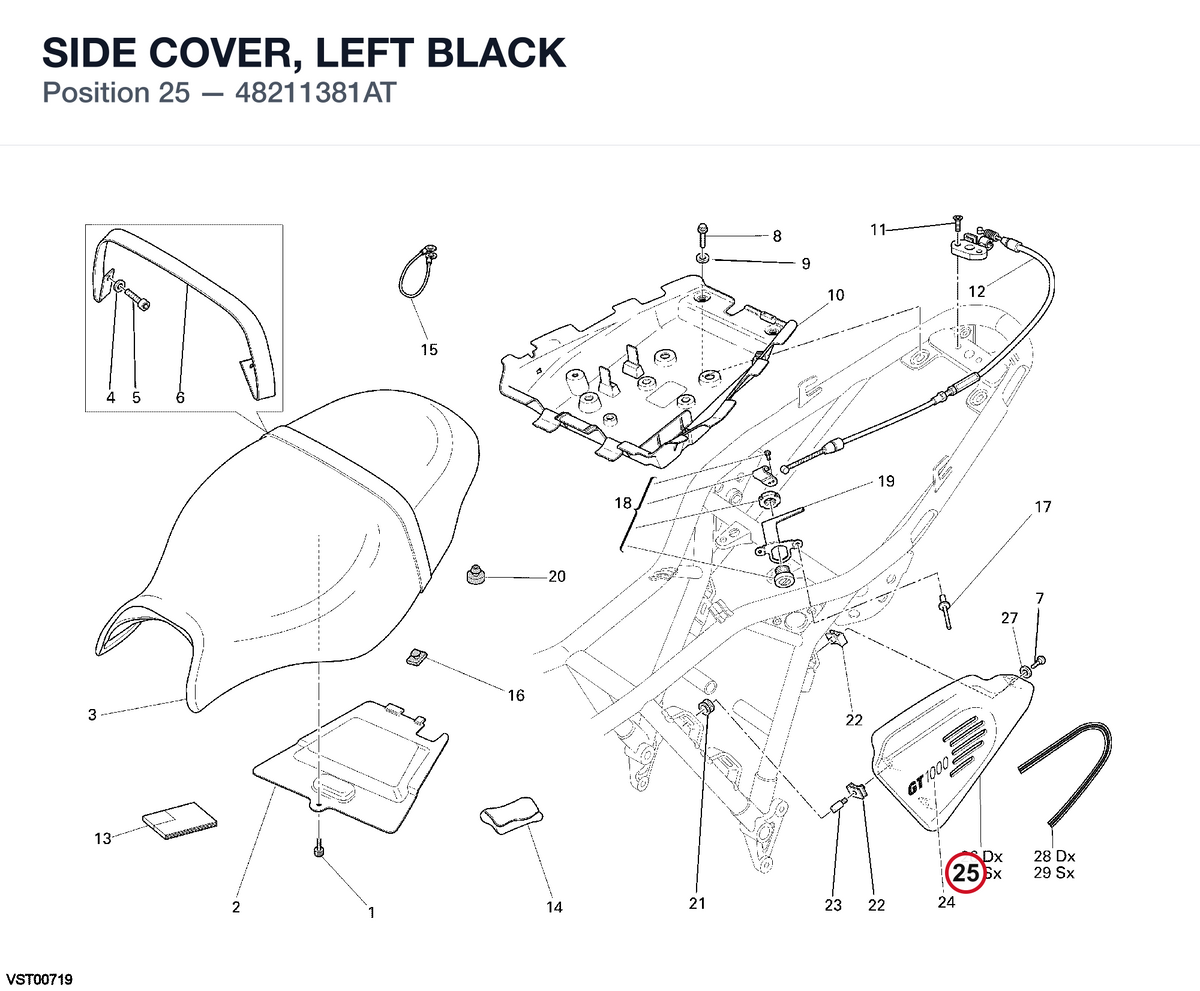 SIDE COVER, LEFT BLACK 48211381AT diagram position