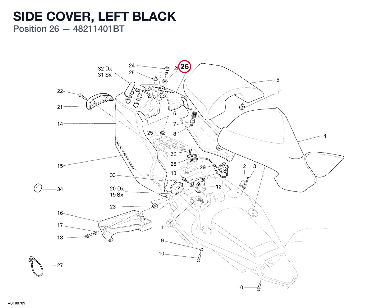 SIDE COVER, LEFT BLACK 48211401BT diagram position