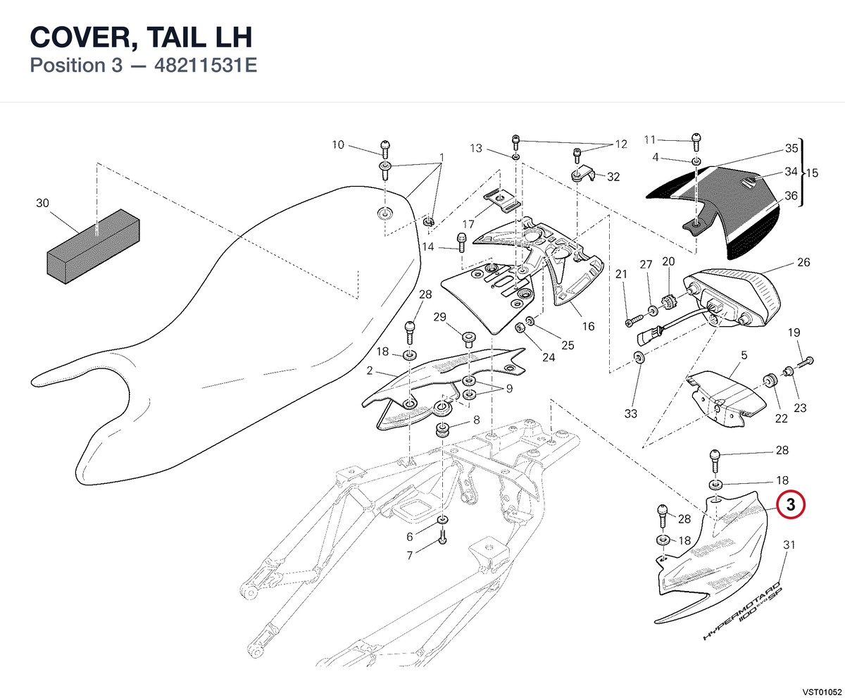 COVER, TAIL LH 48211531E diagram position