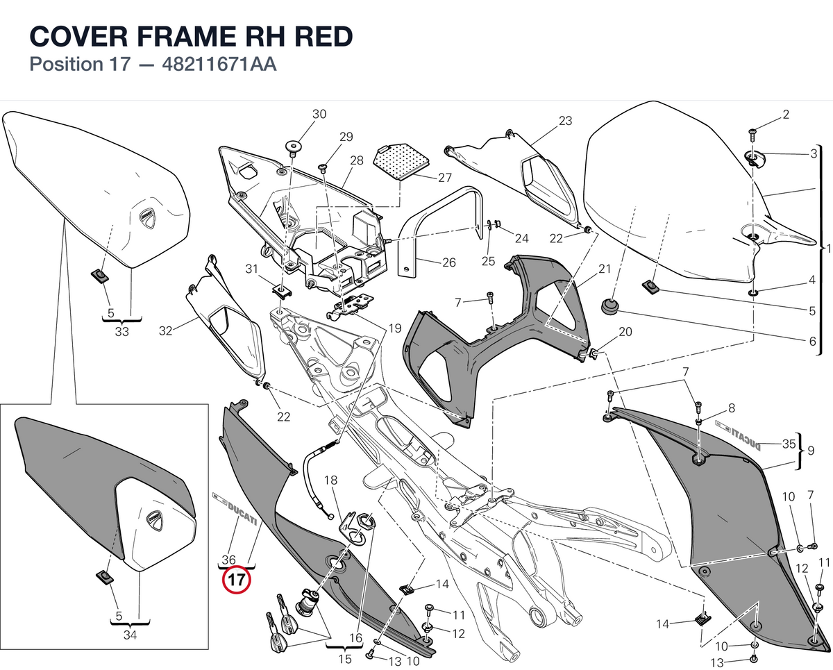 COVER FRAME RH RED 48211671AA diagram position
