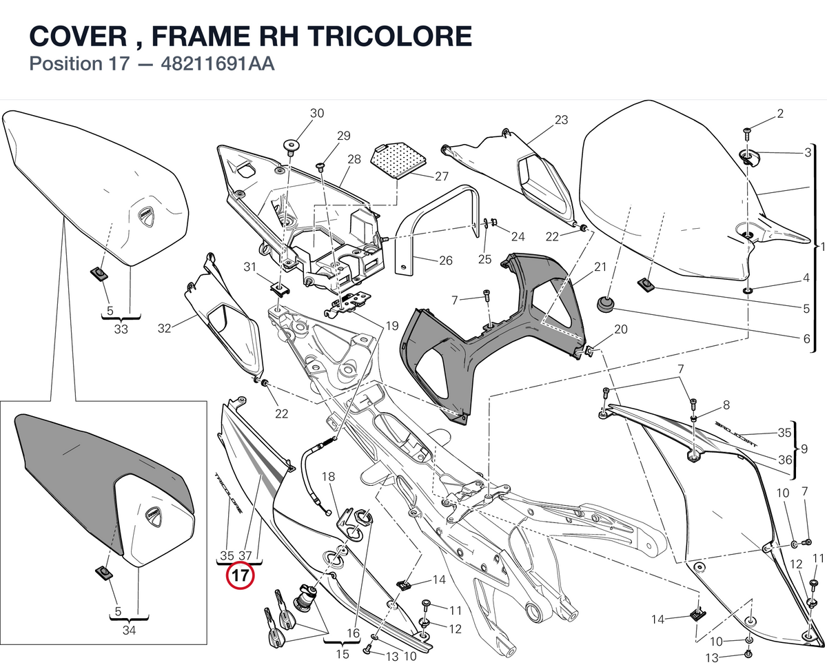COVER , FRAME RH TRICOLORE 48211691AA diagram position