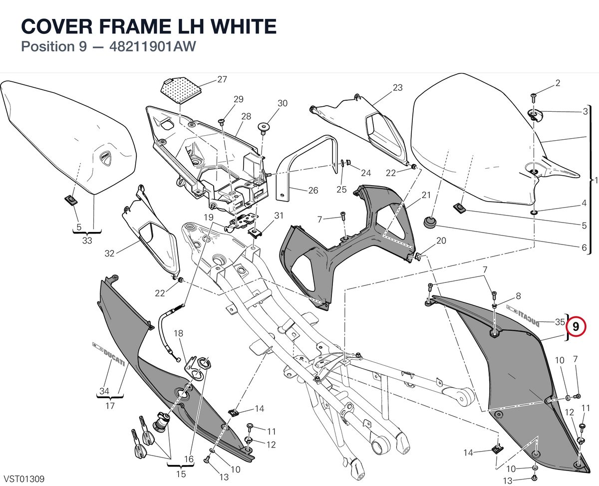 COVER FRAME LH WHITE 48211901AW diagram position