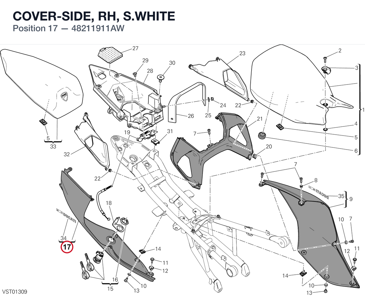 COVER-SIDE, RH, S.WHITE 48211911AW diagram position