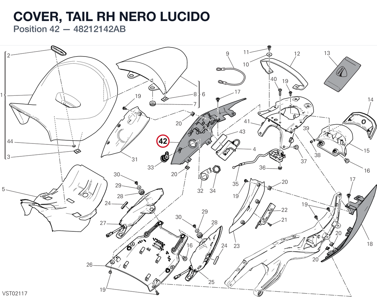 COVER, TAIL RH NERO LUCIDO 48212142AB diagram position