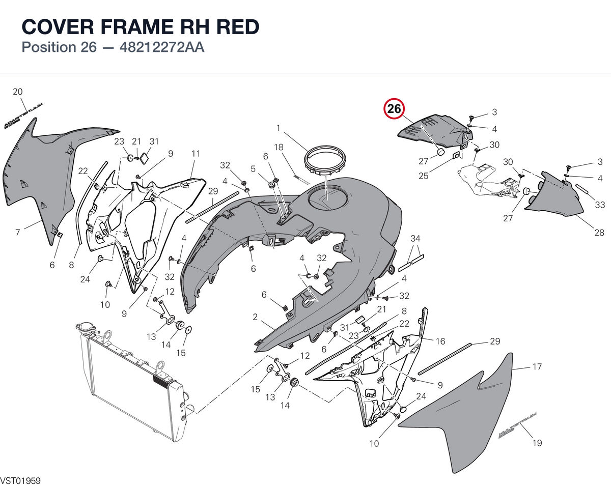 COVER FRAME RH RED 48212272AA diagram position