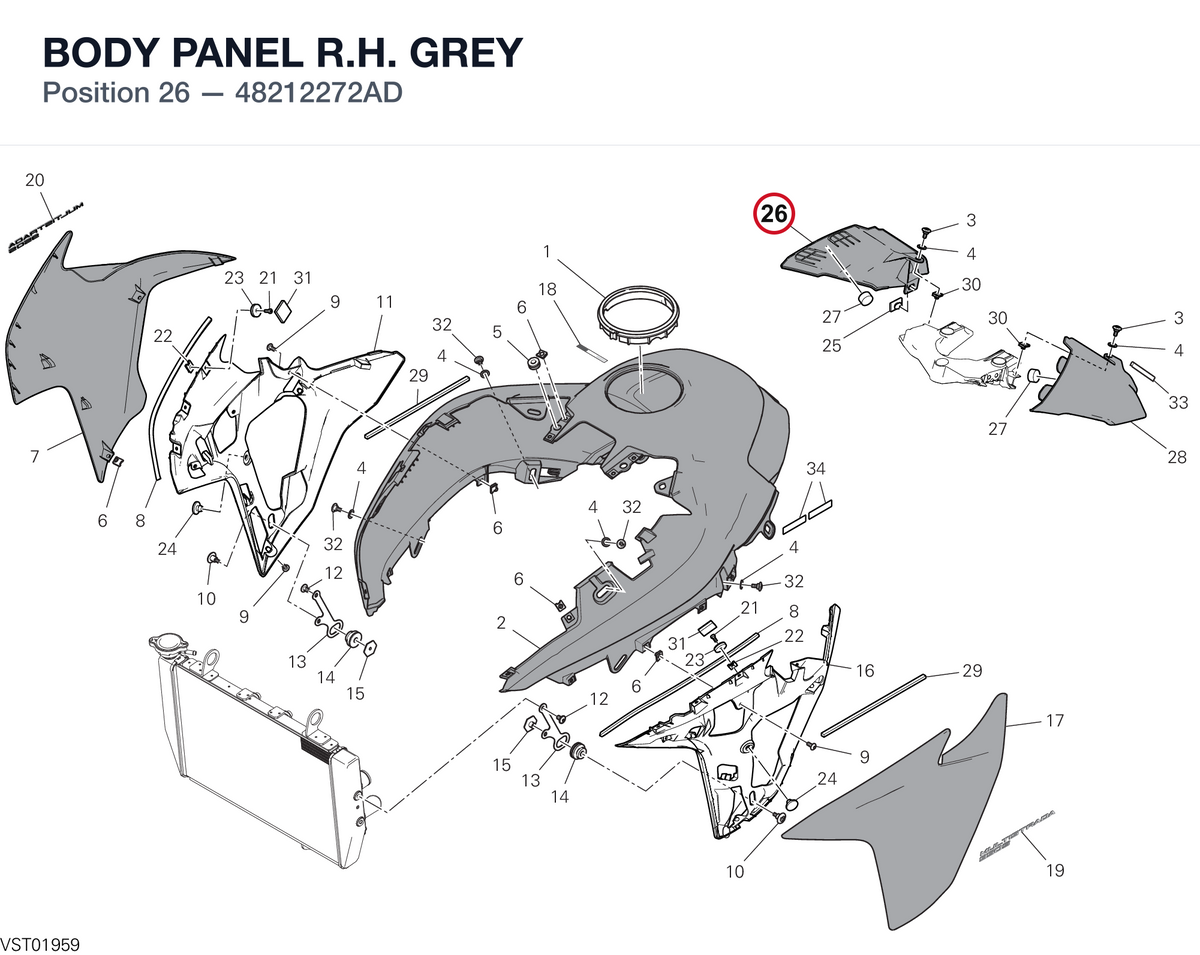 BODY PANEL R.H. GREY 48212272AD diagram position