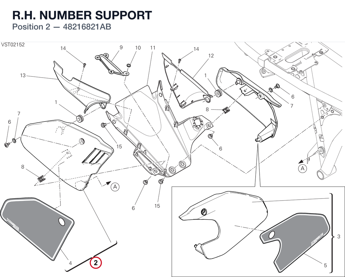 R.H. NUMBER SUPPORT 48216821AB diagram position