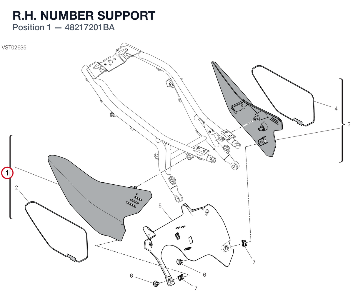 R.H. NUMBER SUPPORT 48217201BA diagram position