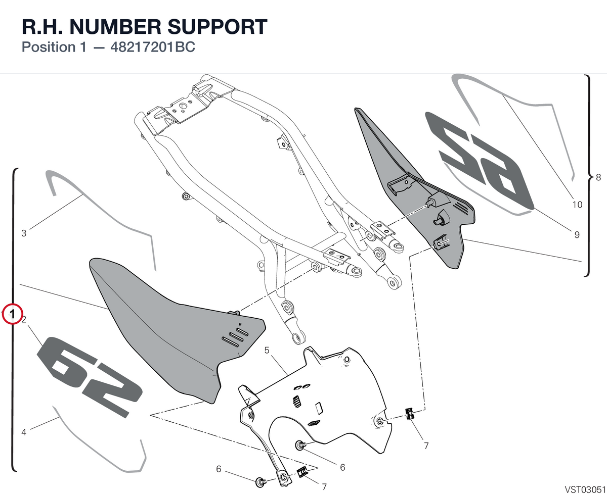 R.H. NUMBER SUPPORT 48217201BC diagram position