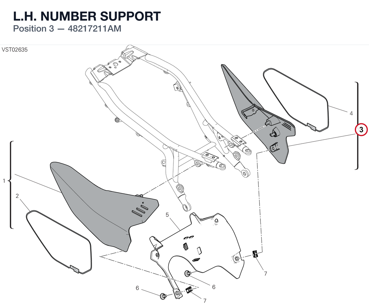 L.H. NUMBER SUPPORT 48217211AM diagram position