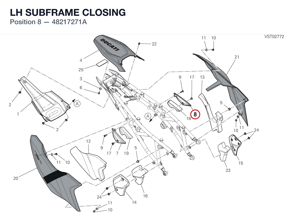 LH SUBFRAME CLOSING 48217271A diagram position