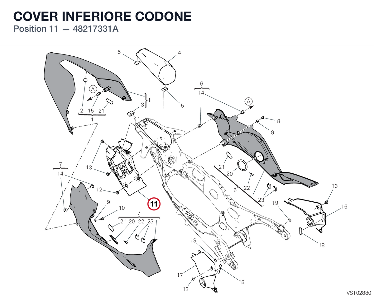COVER INFERIORE CODONE 48217331A diagram position
