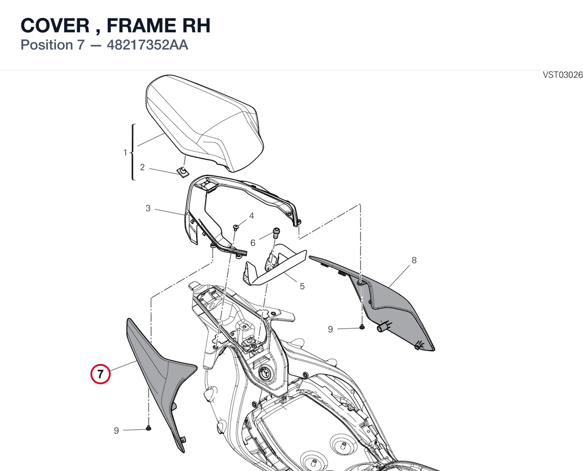 COVER , FRAME RH 48217352AA diagram position