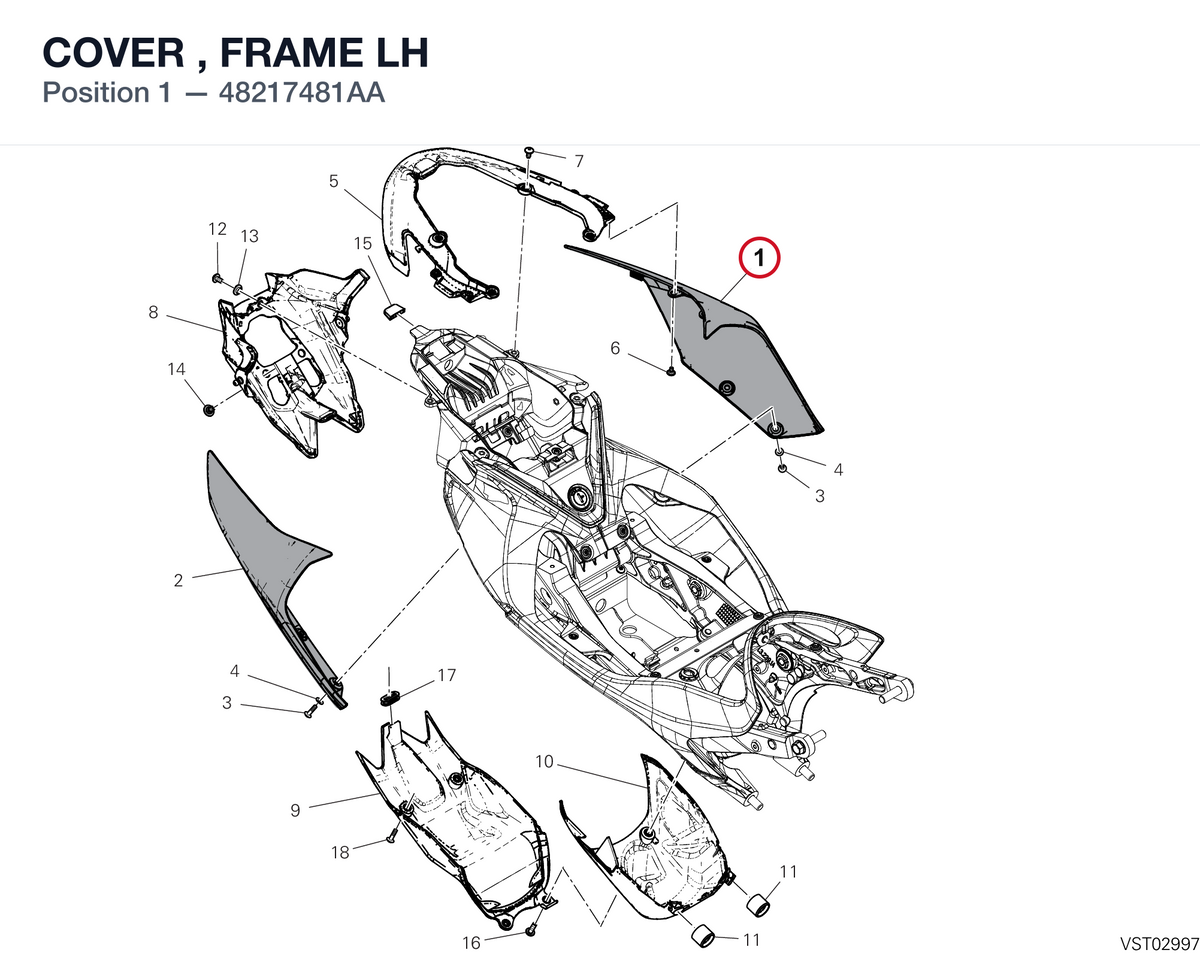 COVER , FRAME LH 48217481AA diagram position