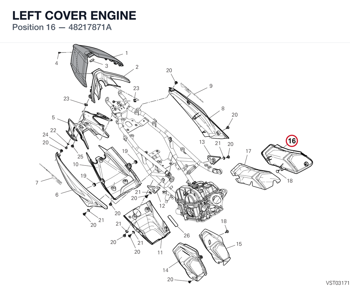 LEFT COVER ENGINE 48217871A diagram position