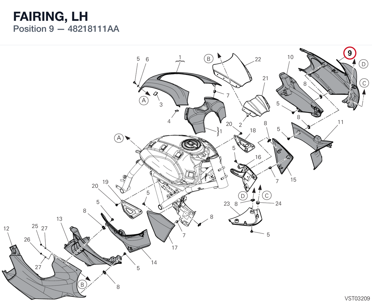 FAIRING, LH 48218111AA diagram position