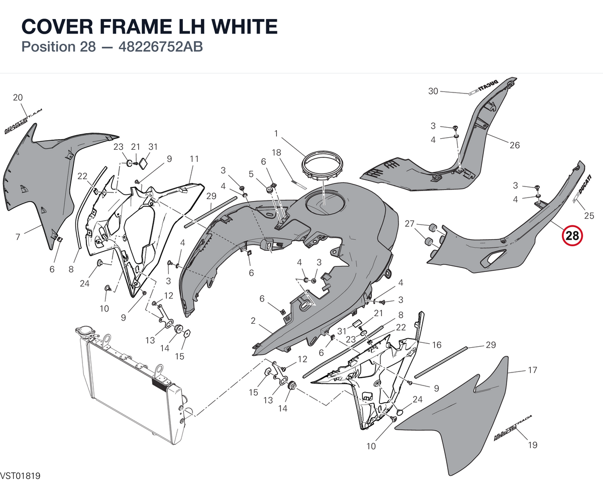 COVER FRAME LH WHITE 48226752AB diagram position