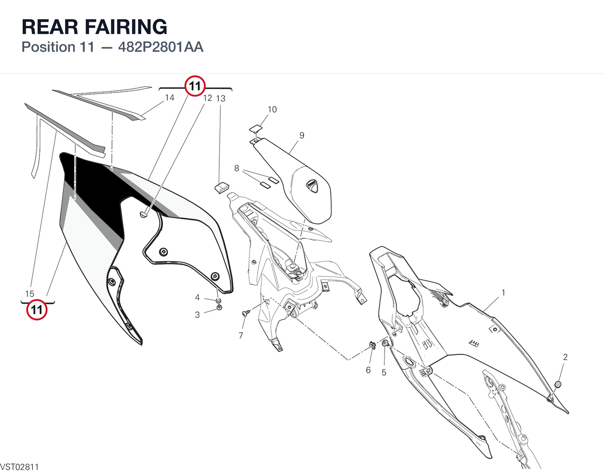 REAR FAIRING 482P2801AA diagram position