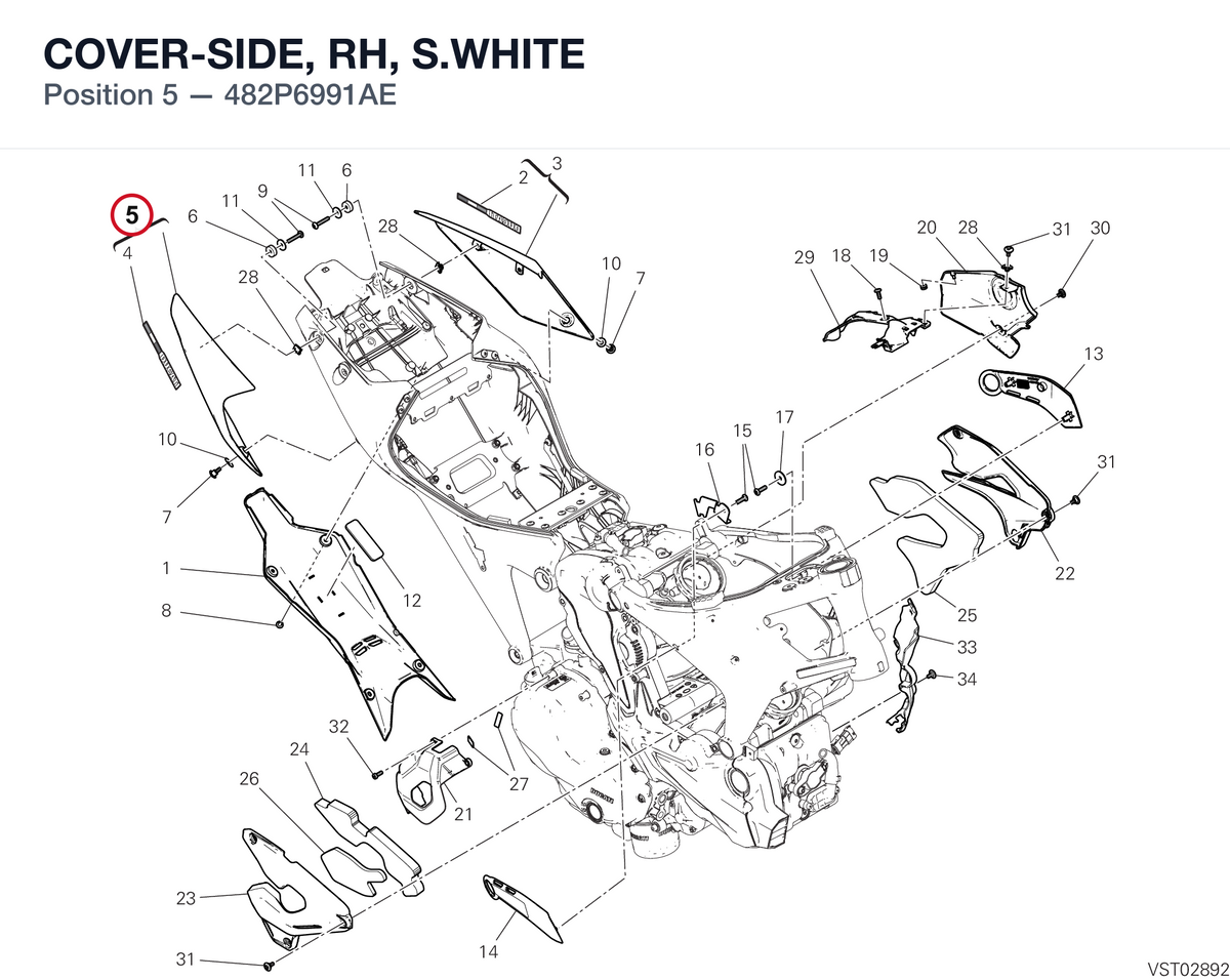 COVER-SIDE, RH, S.WHITE 482P6991AE diagram position