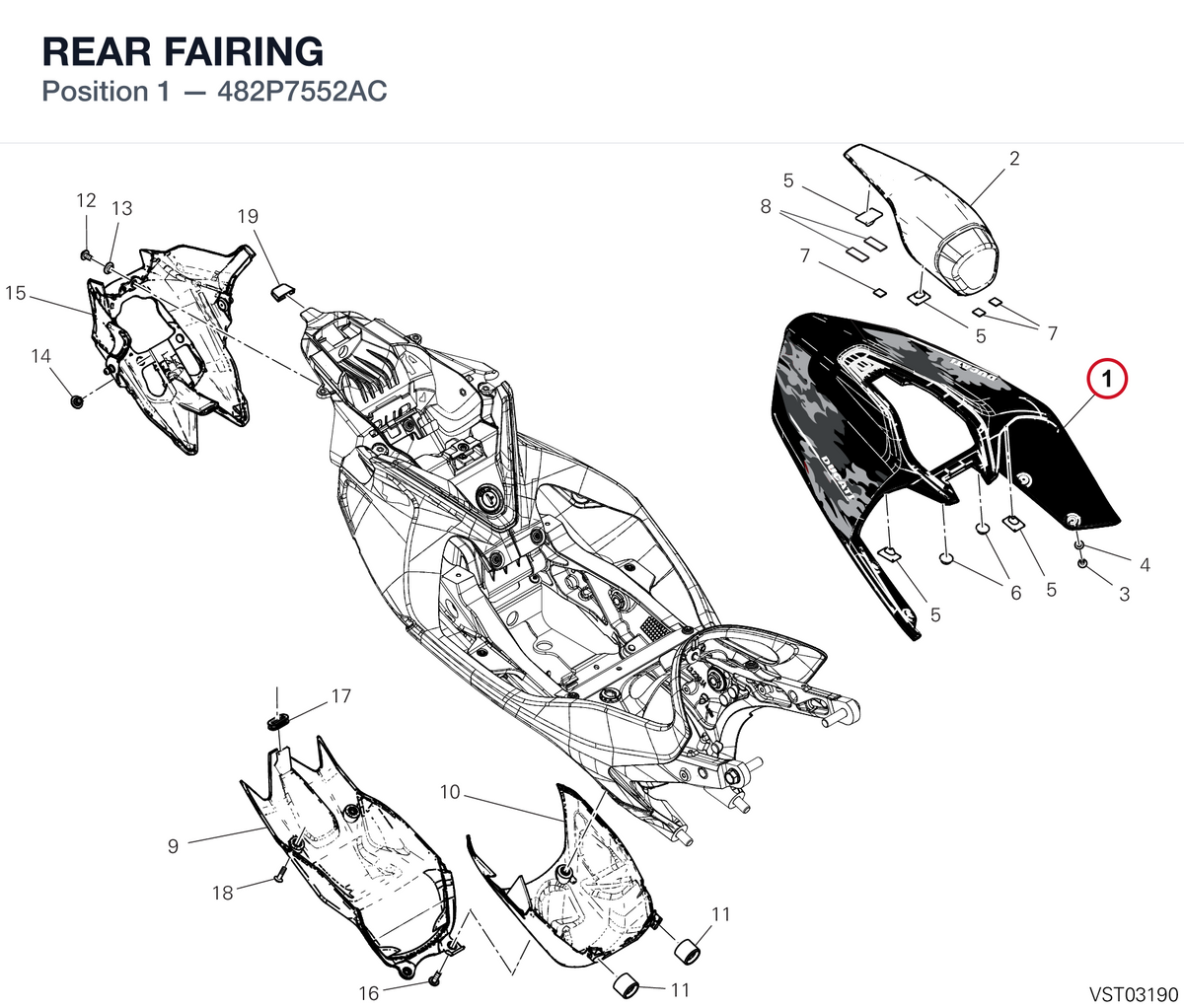 REAR FAIRING 482P7552AC diagram position
