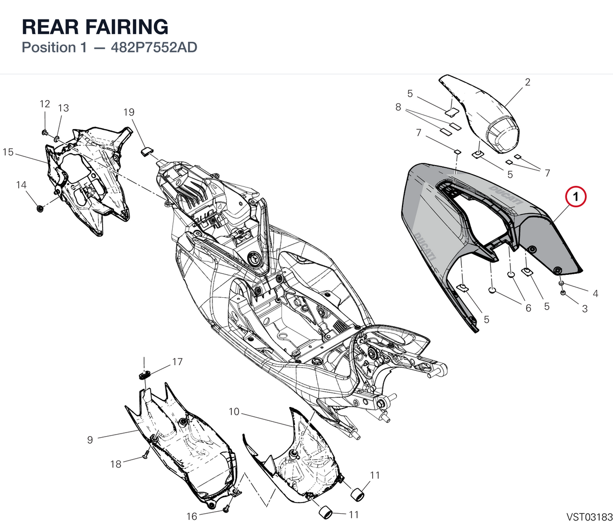 REAR FAIRING 482P7552AD diagram position