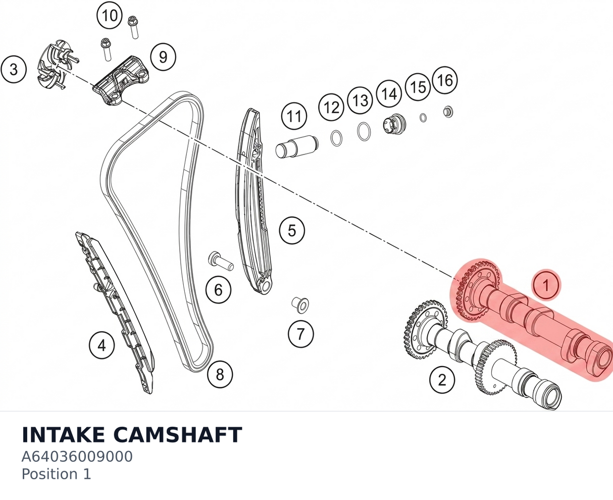 Diagram preview: INTAKE CAMSHAFT (A64036009000)