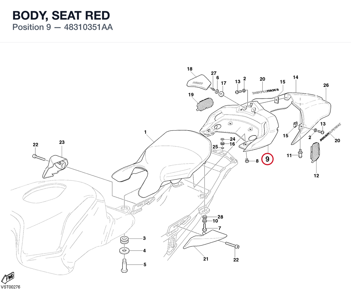 BODY, SEAT RED 48310351AA diagram position