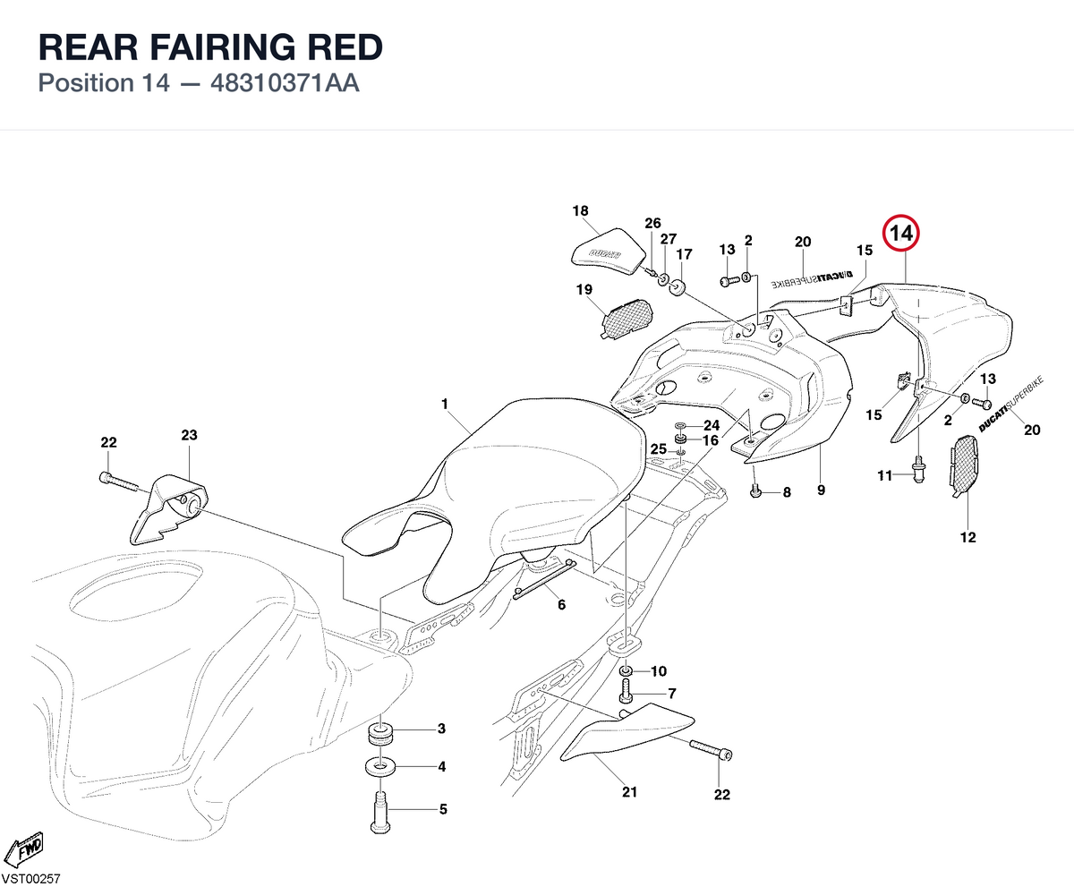 REAR FAIRING RED 48310371AA diagram position