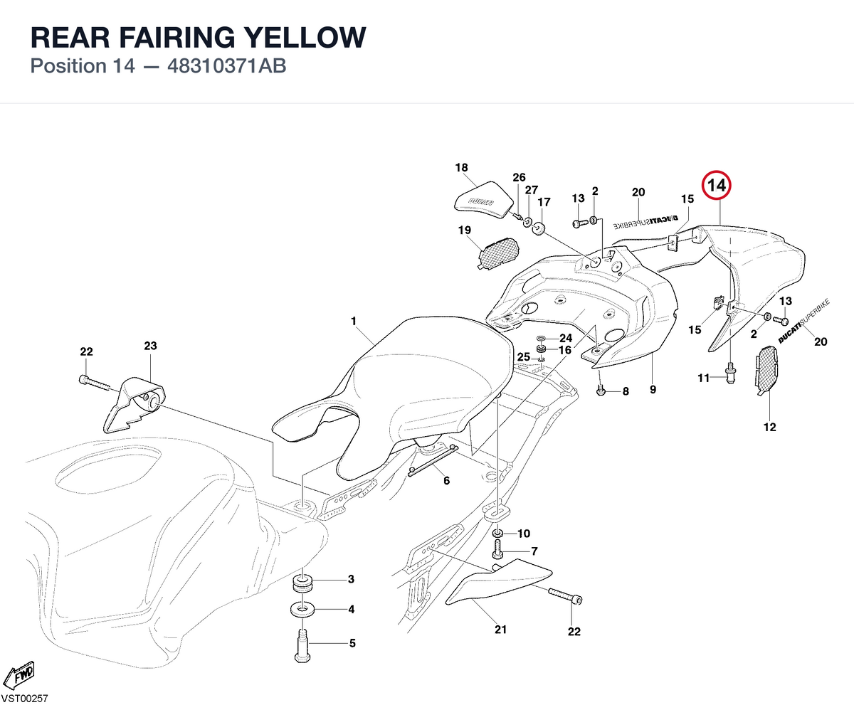 REAR FAIRING YELLOW 48310371AB diagram position