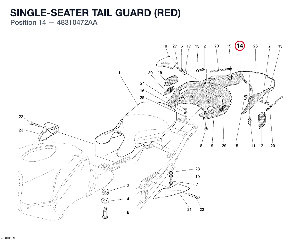 SINGLE-SEATER TAIL GUARD (RED) 48310472AA diagram position